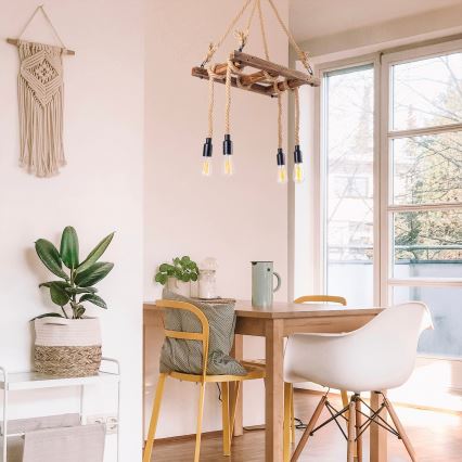 Hänglampa EREBOS med kabel 4xE27/40W/230V, brun