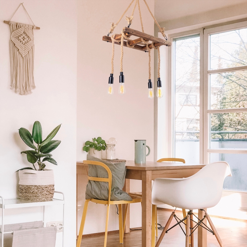 Hänglampa EREBOS med kabel 4xE27/40W/230V, brun