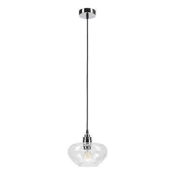 Hänglampa FLO på sladd 1xE27/15W/230V, blank krom/klart glas