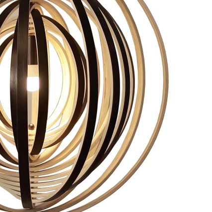 Hänglampa i trä med sladd 1xE27/60W/230V Ø 50 cm massiv/fanér/gummiträ