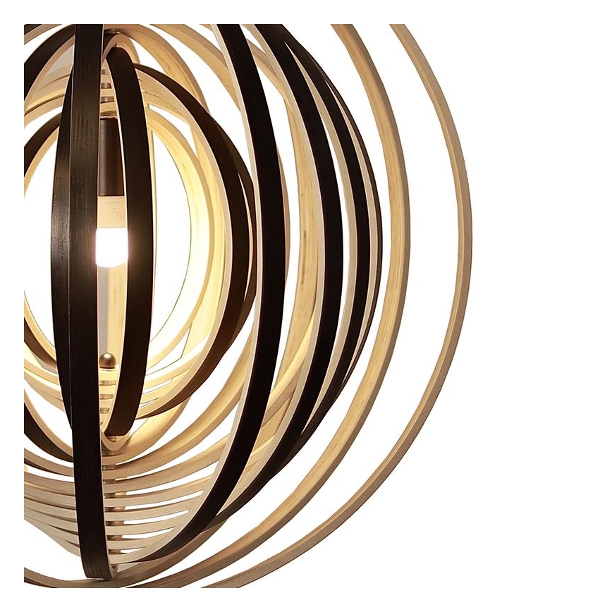 Hänglampa i trä med sladd 1xE27/60W/230V Ø 50 cm massiv/fanér/gummiträ