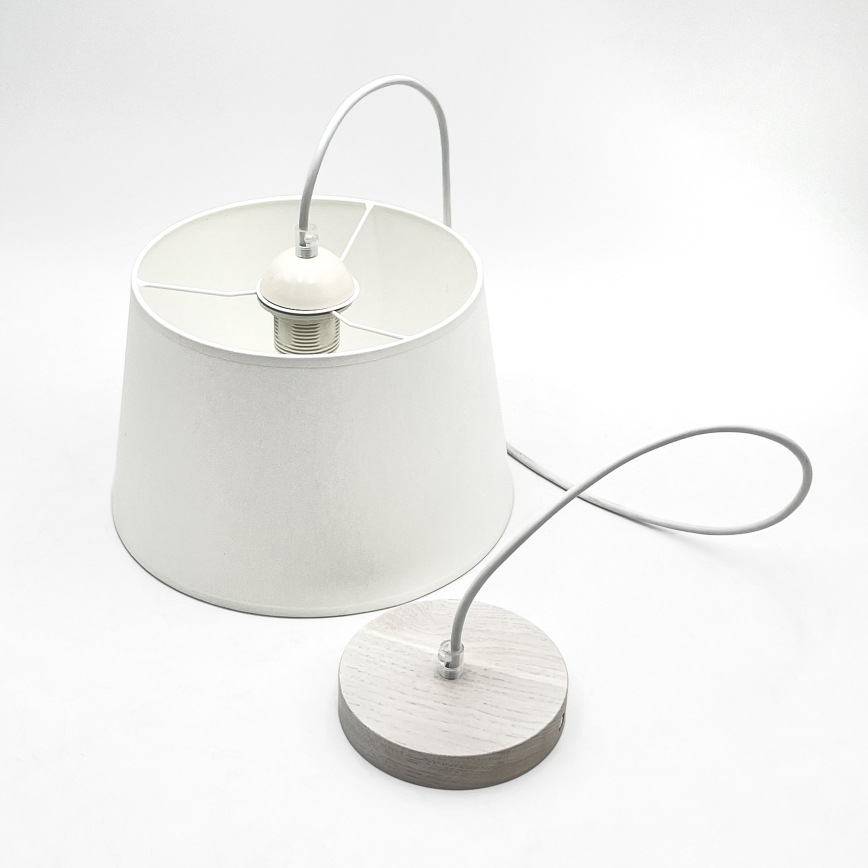 Hänglampa med kabel AIDA 1xE27/60W/230V Ø25 cm ek/vit