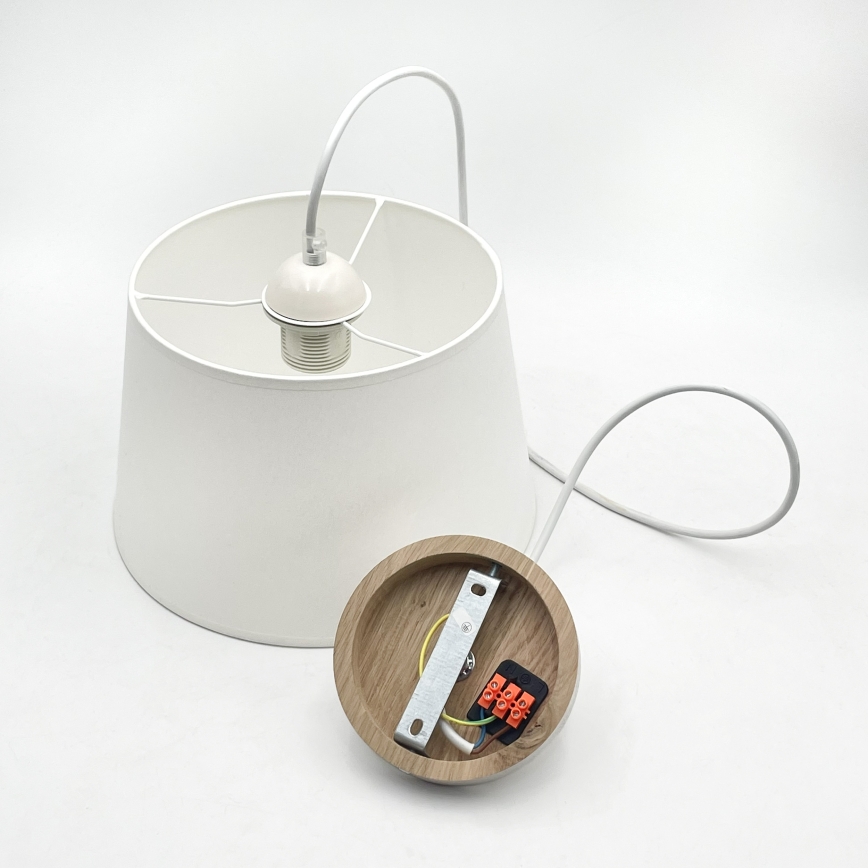 Hänglampa med kabel AIDA 1xE27/60W/230V Ø25 cm ek/vit