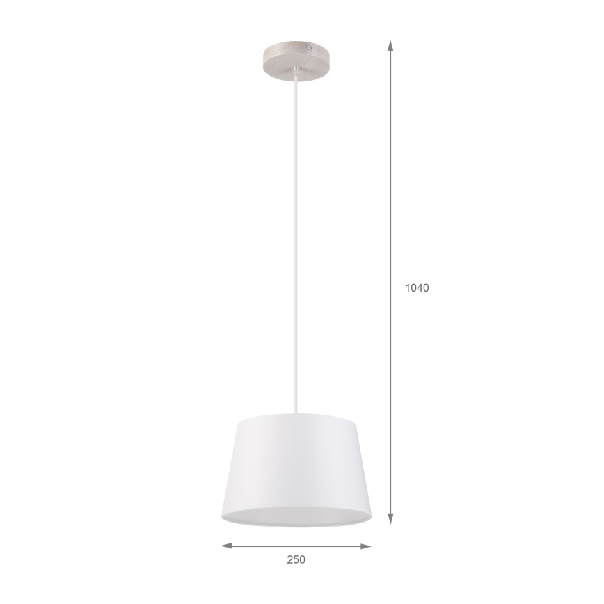 Hänglampa med kabel AIDA 1xE27/60W/230V Ø25 cm ek/vit