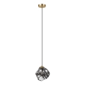 Hänglampa med kabel CRISTAL 1xE14/15W/230V mässing/rökfärgat svart