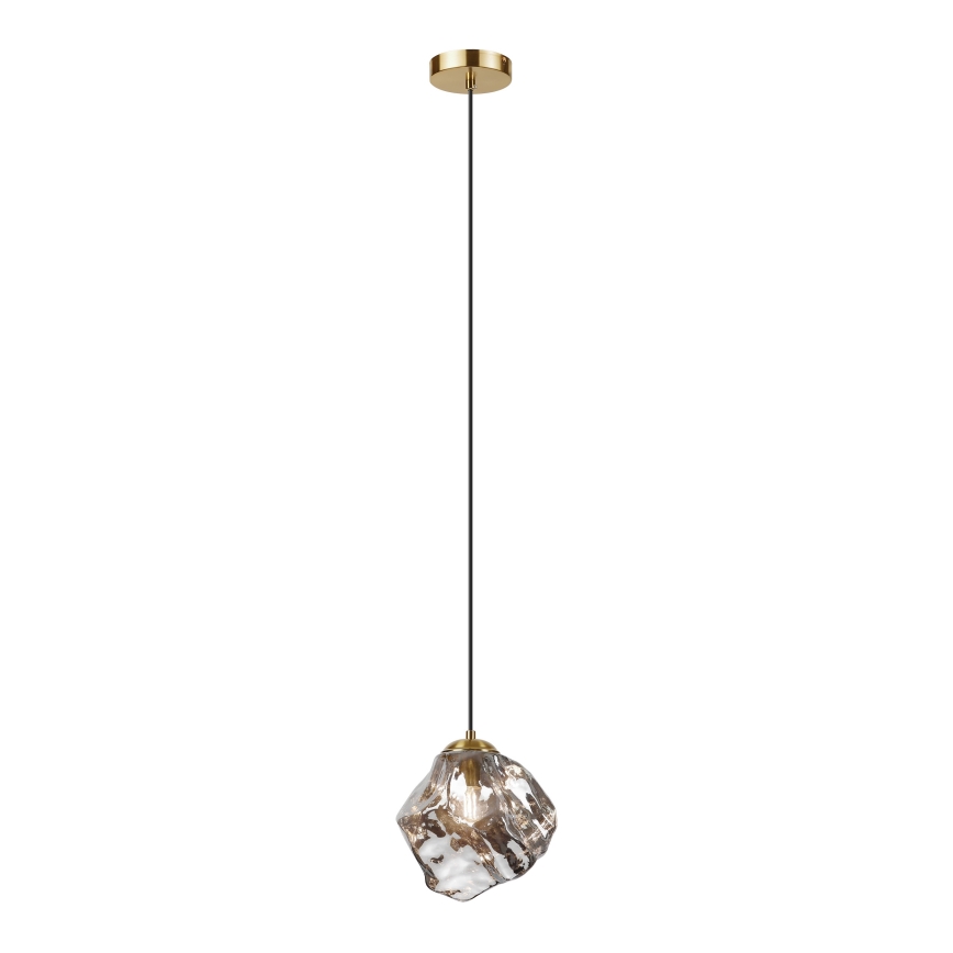Hänglampa med kabel CRISTAL 1xE14/15W/230V mässing/rökfärgat svart