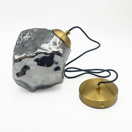 Hänglampa med kabel CRISTAL 1xE14/15W/230V mässing/rökfärgat svart