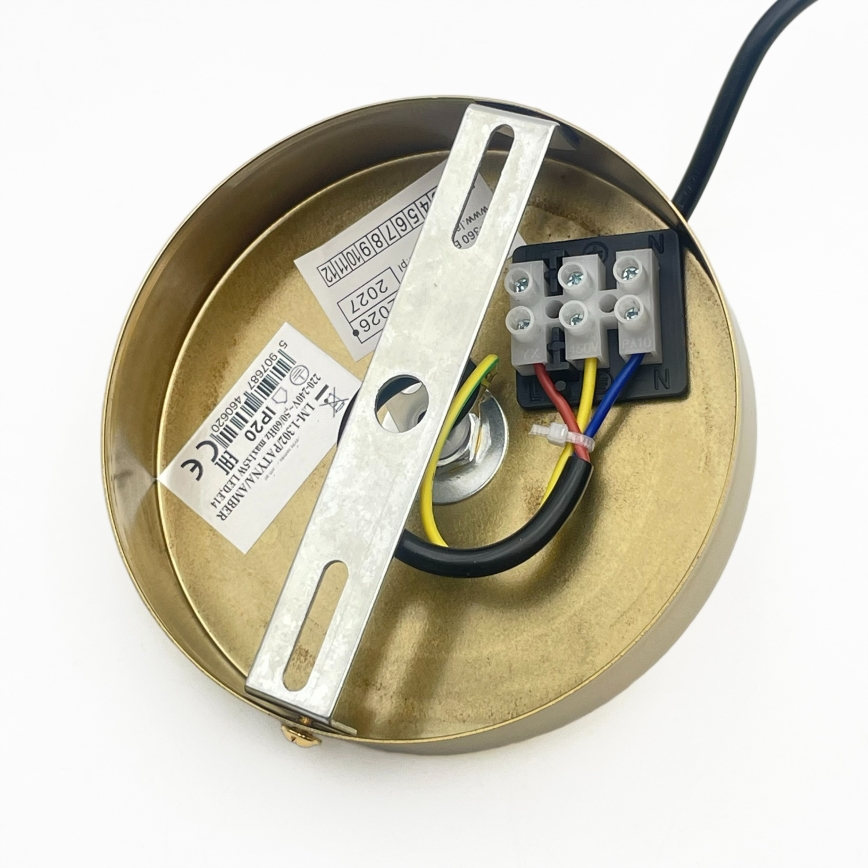 Hänglampa med kabel CRISTAL 1xE14/15W/230V mässing/rökfärgat svart