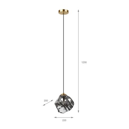 Hänglampa med kabel CRISTAL 1xE14/15W/230V mässing/rökfärgat svart