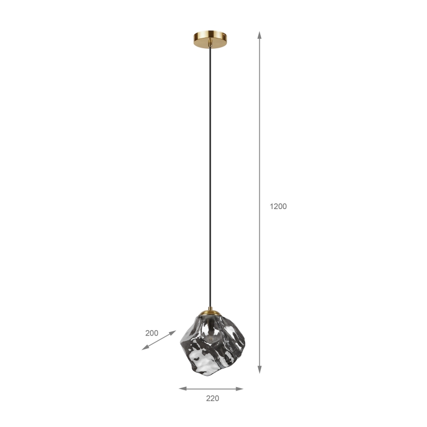 Hänglampa med kabel CRISTAL 1xE14/15W/230V mässing/rökfärgat svart
