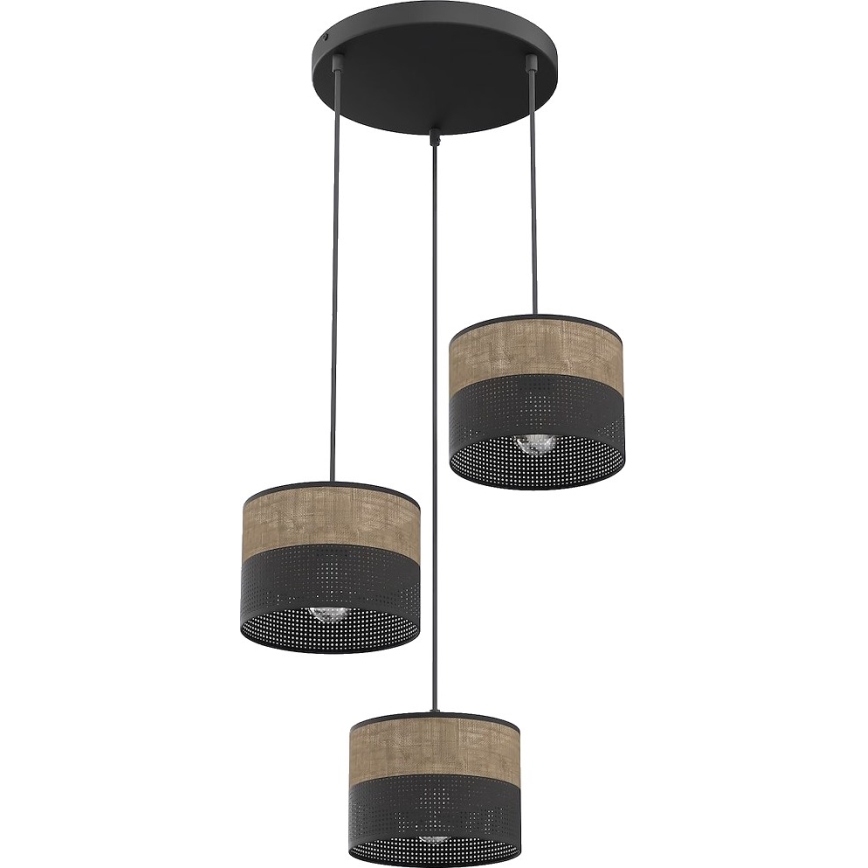 Hänglampa med kabel KARBON 3xE27/15W/230V svart/brun