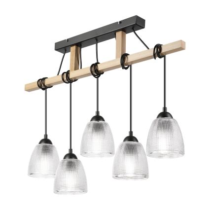Hänglampa med kabel LEANDRA 5xE27/15W/230V ek/svart