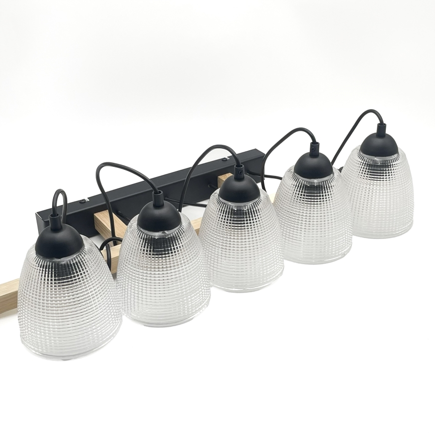 Hänglampa med kabel LEANDRA 5xE27/15W/230V ek/svart