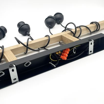 Hänglampa med kabel LEANDRA 5xE27/15W/230V ek/svart