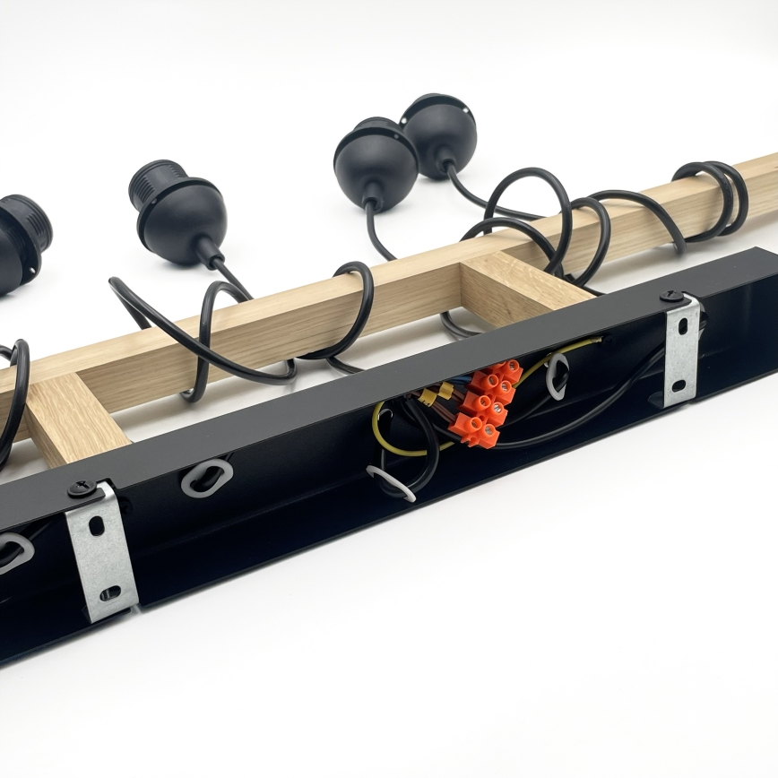 Hänglampa med kabel LEANDRA 5xE27/15W/230V ek/svart