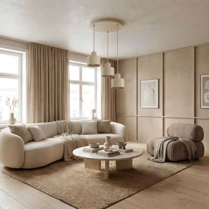 Hänglampa med kabel PARKLA 3xE27/15W/230V beige