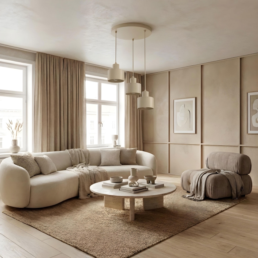 Hänglampa med kabel PARKLA 3xE27/15W/230V beige