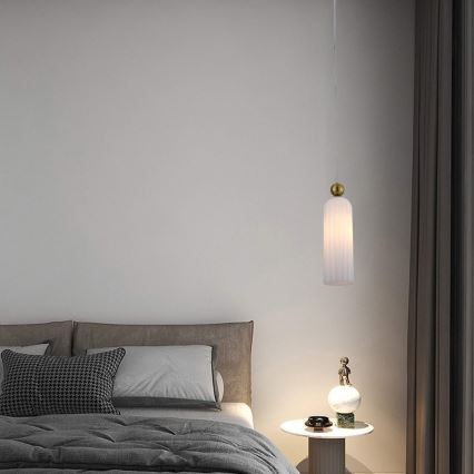 Hänglampa med kabel PIEGA 1xE14/40W/230V mässing/vit