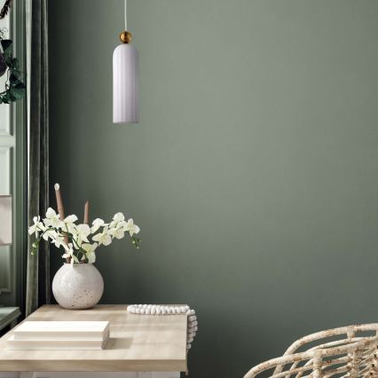 Hänglampa med kabel PIEGA 1xE14/40W/230V mässing/vit