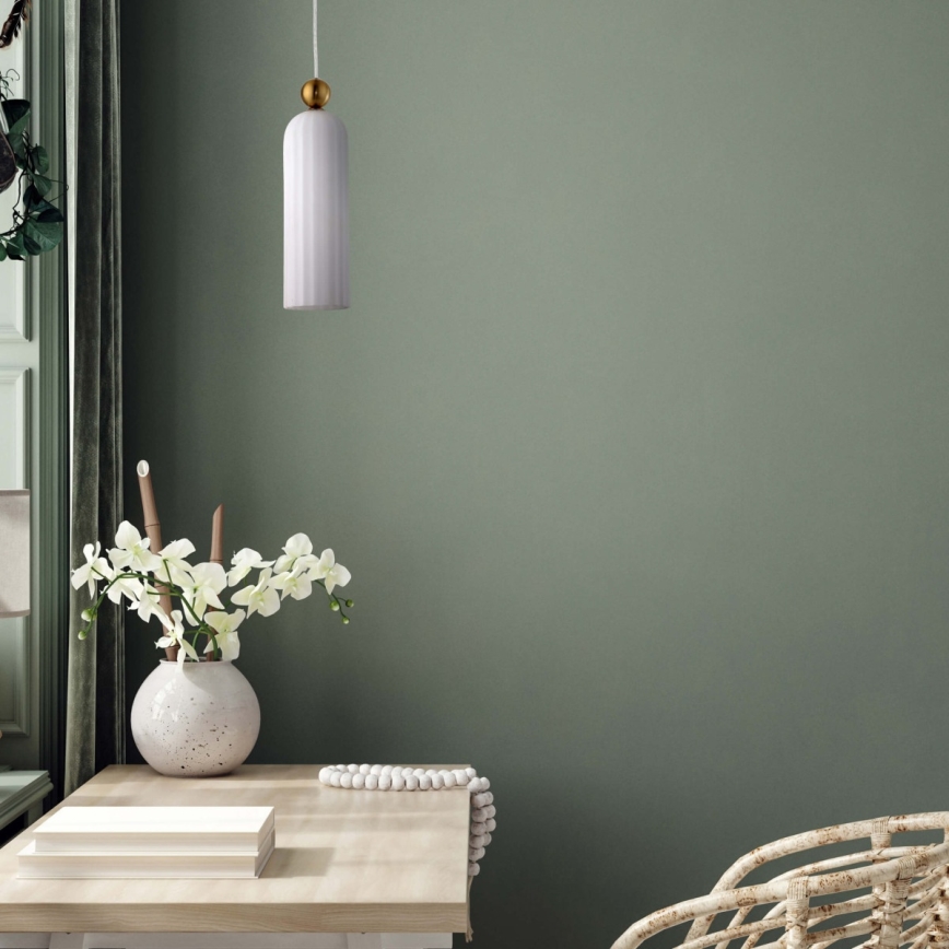 Hänglampa med kabel PIEGA 1xE14/40W/230V mässing/vit