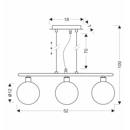 Hänglampa med kabel SOMUL 3xG9/20W/230V rökigt svart