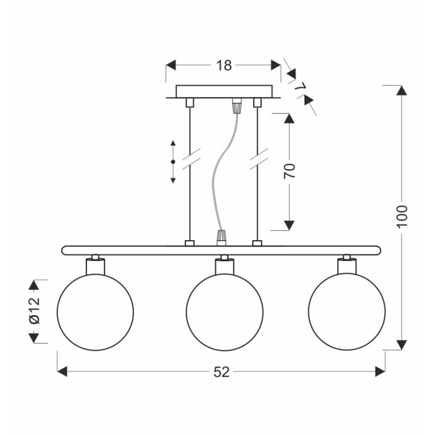 Hänglampa med kabel SOMUL 3xG9/20W/230V rökigt svart