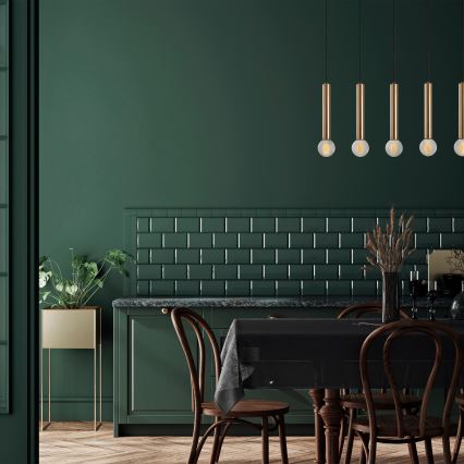 Hänglampa med kabel TEMPO 5xE27/40W/230V, guld