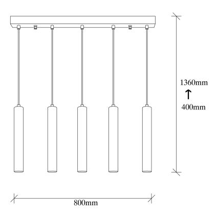 Hänglampa med kabel TEMPO 5xE27/40W/230V, guld