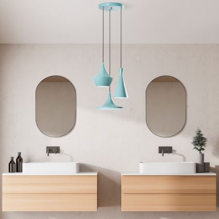 Hänglampa med kabel TOM 3xE27/40W/230V blå