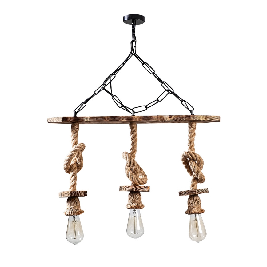 Hänglampa med kedja EREBOS 3xE27/40W/230V brun