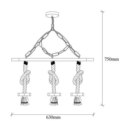 Hänglampa med kedja EREBOS 3xE27/40W/230V brun