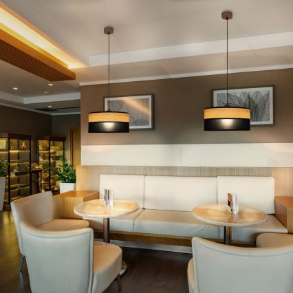 Hänglampa med sladd ALBA 1xE27/15W/230V Ø 45 cm svart/brun