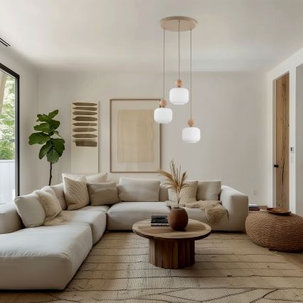 Hänglampa med sladd BALLO 3xE14/10W/230V beige