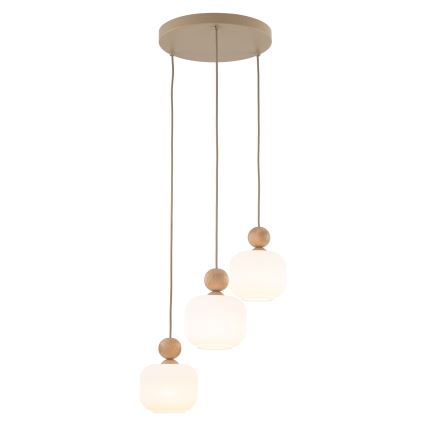 Hänglampa med sladd BALLO 3xE14/10W/230V beige