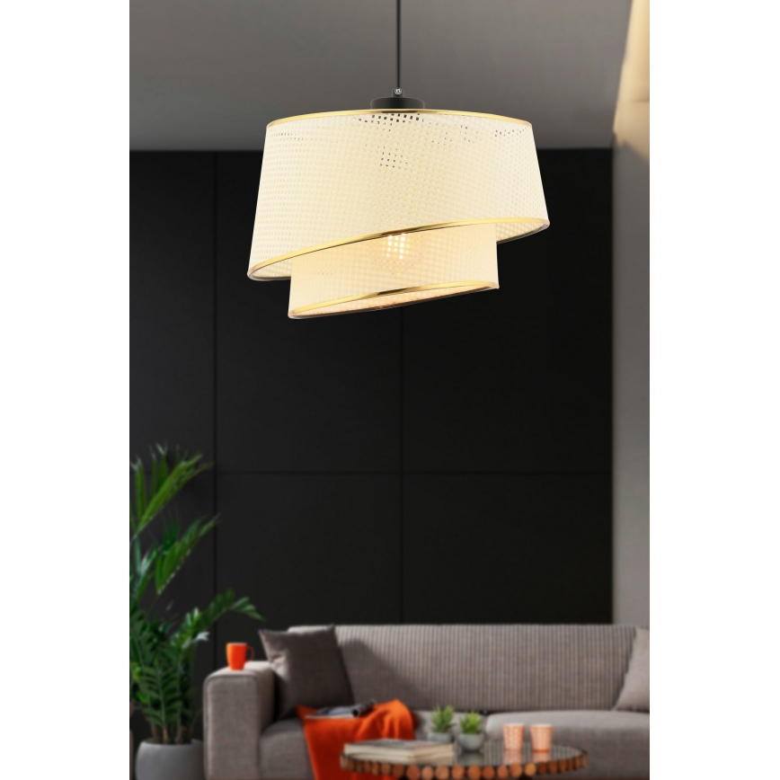 Hänglampa med sladd BARETTE 1xE27/60W/230V krämvit/guld