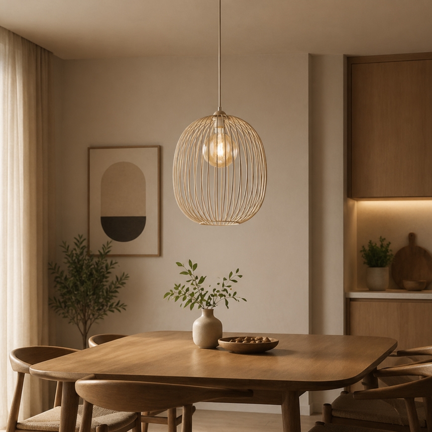 Hänglampa med sladd DESTELLO 1xE27/15W/230V Ø 33 cm, beige