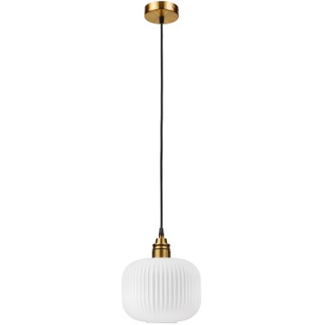 Hänglampa med sladd HECTOR 1xE27/15W/230V vit/mässing Ø 20 cm