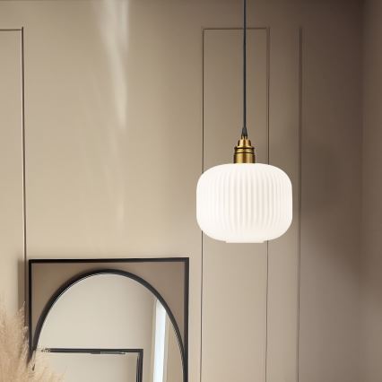 Hänglampa med sladd HECTOR 1xE27/15W/230V vit/mässing Ø 20 cm