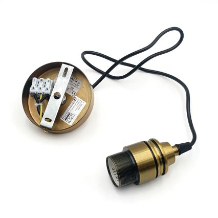 Hänglampa med sladd HECTOR 1xE27/15W/230V vit/mässing Ø 20 cm