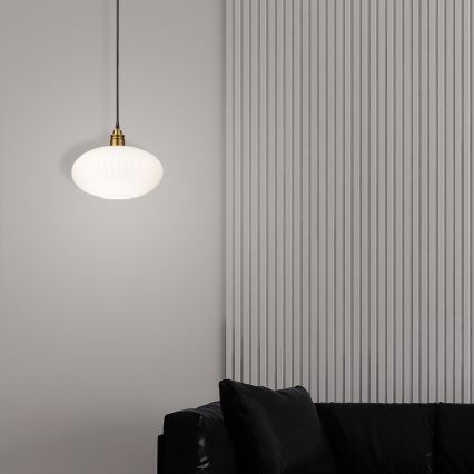 Hänglampa med sladd HECTOR 1xE27/15W/230V vit/mässing Ø 30 cm