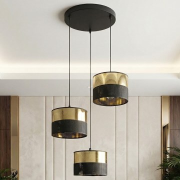 Hänglampa med sladd LUX 3xE27/15W/230V svart/guld