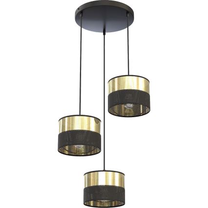 Hänglampa med sladd LUX 3xE27/15W/230V svart/guld