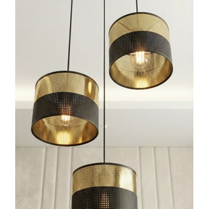 Hänglampa med sladd LUX 3xE27/15W/230V svart/guld