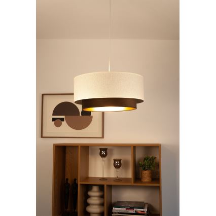 Hänglampa med sladd NATIA 1xE27/60W/230V Ø 45 cm vit/brun
