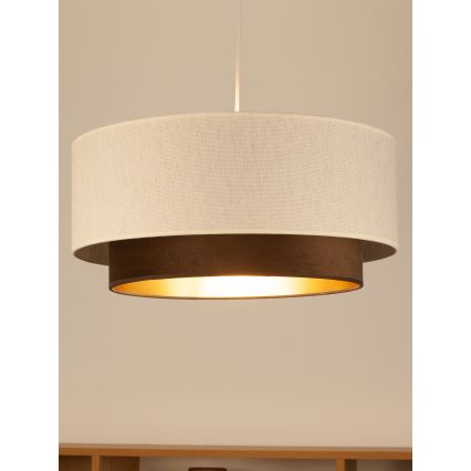 Hänglampa med sladd NATIA 1xE27/60W/230V Ø 45 cm vit/brun