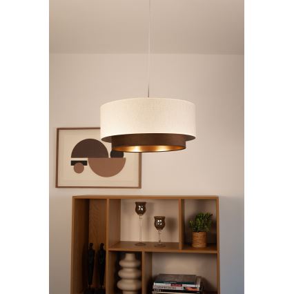 Hänglampa med sladd NATIA 1xE27/60W/230V Ø 45 cm vit/brun