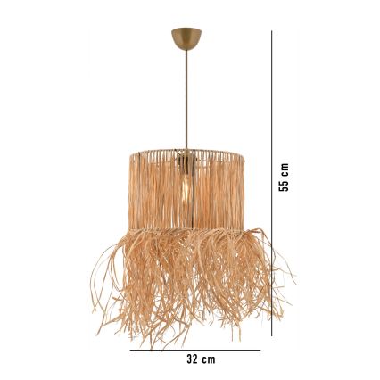 Hänglampa med sladd NESS 1xE27/40W/230V i raffia