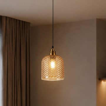 Hänglampa med sladd ROCCO 1xE27/15W/230V guld/rökig beige