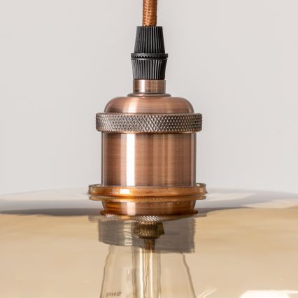 Hänglampa med sladd SEVENTIES E27/60W/230V rökfärgad/brun