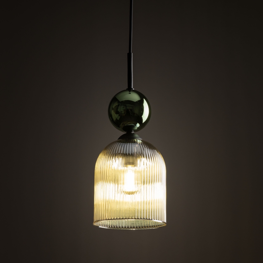 Hänglampa med sladd SOPHIA 1xE14/10W/230V svart/grön/rökbeige